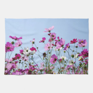 Linge De Cuisine Photo de prairie de fleurs roses et violettes