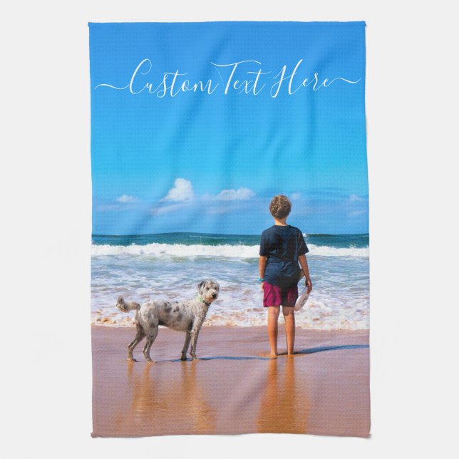 Linge De Cuisine Photo et texte personnalisés - Votre propre design (Vertical)