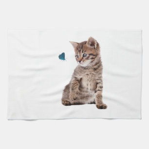 Linge De Cuisine Photo Kitten et Butterfly pour Tea-Towel