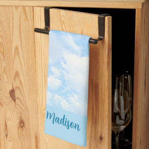 Linge De Cuisine Photo Peaceful Light Blue Sky Nom personnalisé