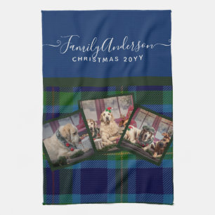 Linge De Cuisine PHOTO TEATOWEL - Miller TARTAN bleu cadeau de Noël