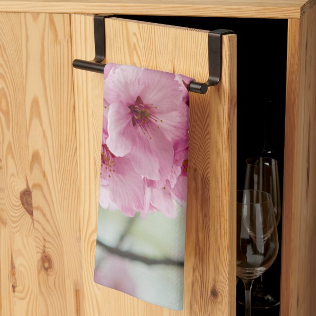 Linge De Cuisine Photographie florale, Fleur de cerisier rose (Pliage en tiers)