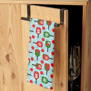 Linge De Cuisine Pickleballs et pagaies rouges et verts de Noël
