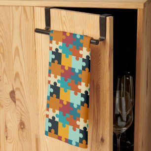Linge De Cuisine Pièces de puzzle esthétique vintage Motif