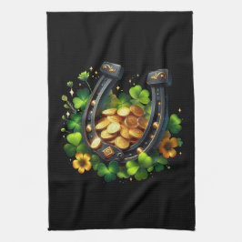 Linge De Cuisine Pièces en or Lucky Horseshoe et Clover
