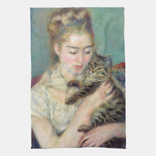 Linge De Cuisine Pierre-Auguste Renoir - Femme avec chat