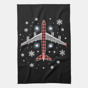 Linge De Cuisine Pilote de Noël à carreaux d'avion