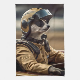 Linge De Cuisine Pilote professionnel de course Meerkat, badge