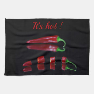 Linge De Cuisine Piments chauds photo rouge et noir avec texte