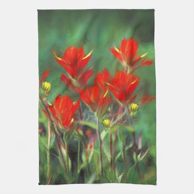 Linge De Cuisine Pinceau Indien Peinture - Art Floral Original (Vertical)