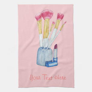 Linge De Cuisine Pinceaux de maquillage rose dans la vie morte de p