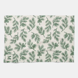Linge De Cuisine Pine Needle Lane-Pinecone Print & Monogram Detail