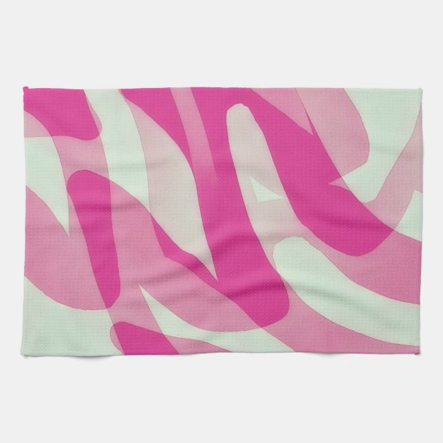 Linge De Cuisine Pink Abstract Artsy Kitchen Towel (Horizontal)