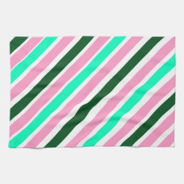 Linge De Cuisine Pink and Green Christmas Candy Stripes 