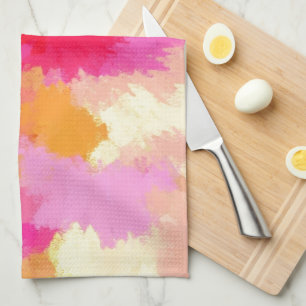 Linge De Cuisine Pink, orange et jaune watercolors