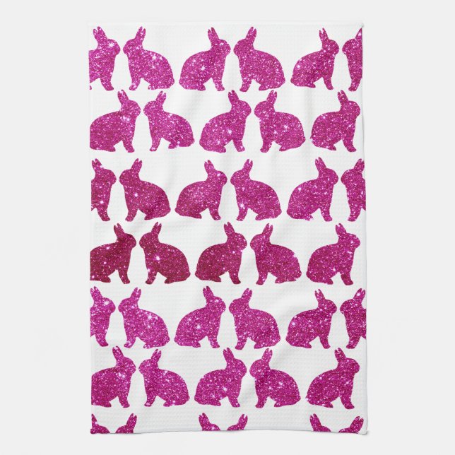 Linge De Cuisine Pink Parties scintillant Foil Bunny Printemps de P (Vertical)