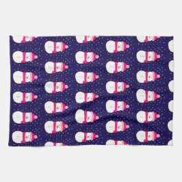 Linge De Cuisine Pink Snowman with Snow Flurry