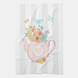 Linge De Cuisine Pink Teapot with Flowers & Butterflies