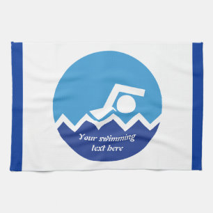 Linge De Cuisine Pismming venin, swimmer on blue circle custom