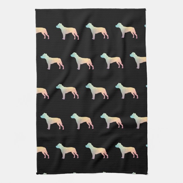 Linge De Cuisine Pitbull race de chien Silhouette géométrique Paste (Vertical)