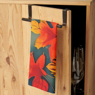 Linge De Cuisine Pittoresque Rustique Feuille d'érable d'automne