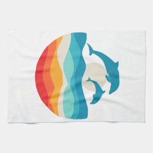 Linge De Cuisine Plage Dolphin vintage Retro Summer Time