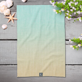 Linge De Cuisine Plage personnalisée Sea Green Sand Orange