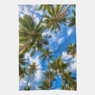 Linge De Cuisine Plages tropicales   Palmiers sur le ciel bleu