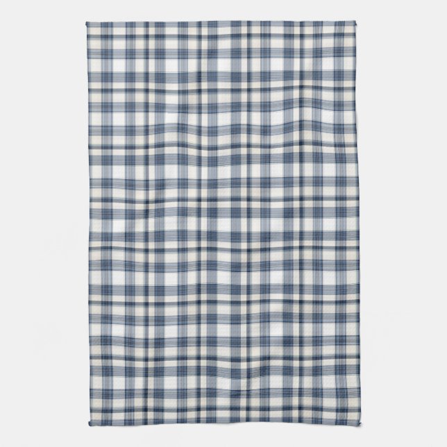 Linge De Cuisine Plaid blanc bleu 1 (Vertical)