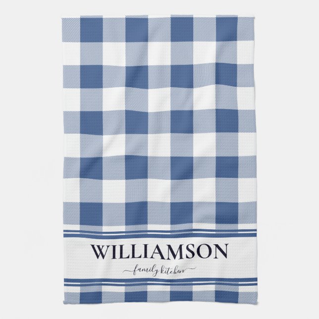 Linge De Cuisine Plaid Bleu Famille Classique (Vertical)