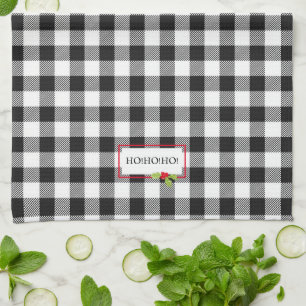 Linge De Cuisine Plaid Christmas Holly Ho Ho Ho Holiday Cheval