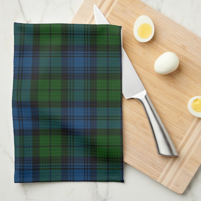 Linge De Cuisine Plaid Clan Campbell Militaire Blue Green Tartan (Quart Plié)