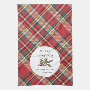 Linge De Cuisine Plaid Farmhouse Red Check Russe Joyeux Noël