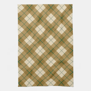 Linge De Cuisine Plaid polarisé en or avec la rayure verte