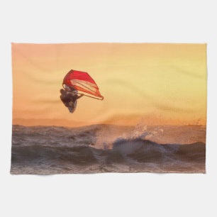 Linge De Cuisine Planche À Voile Au Sunset Surfer Planche À Voile
