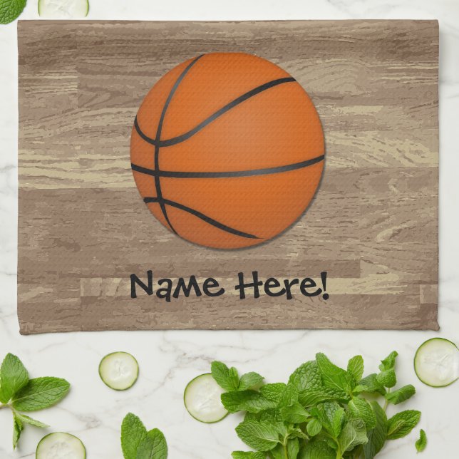 Linge De Cuisine Plancher en bois de basket-ball personnalisé (Plié)