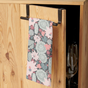 Linge De Cuisine Plantes Succulents Et Cactus Motif Pinks-Mint