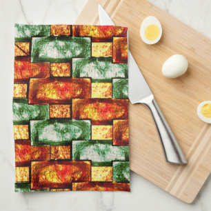 Linge De Cuisine Plaques rectangulaires sculptées et tachées, vert