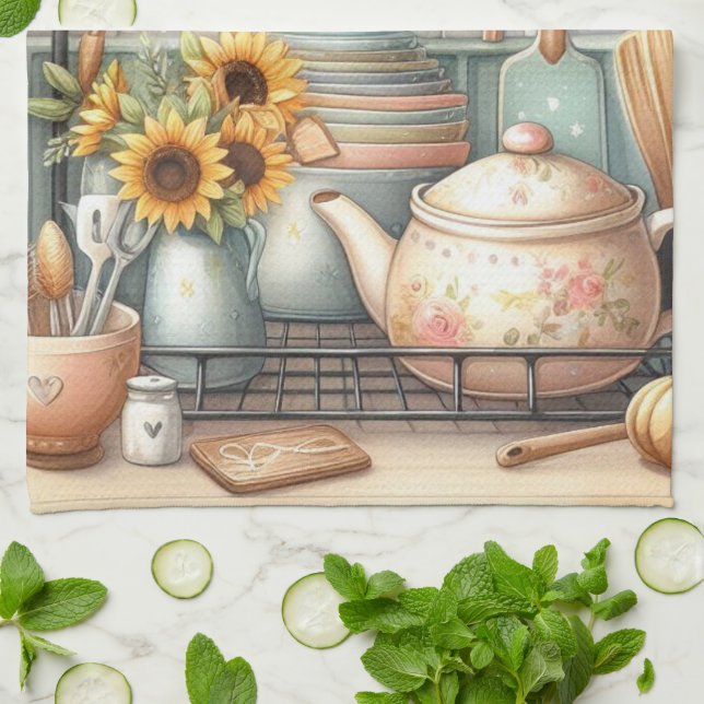 Linge De Cuisine Plats rétro vintages (Plié)