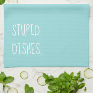 Linge De Cuisine Plats Stupides Drôle Sarcastique Humour Turquoise 