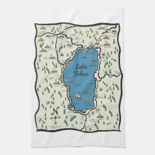 Linge De Cuisine Pleine carte de région du lac Tahoe