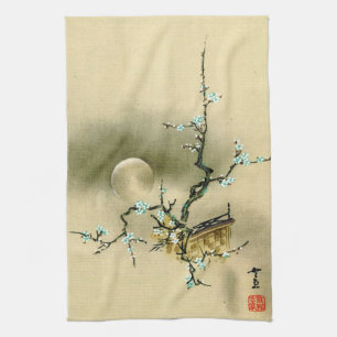 Linge De Cuisine Pleine lune au-dessus de la branche se
