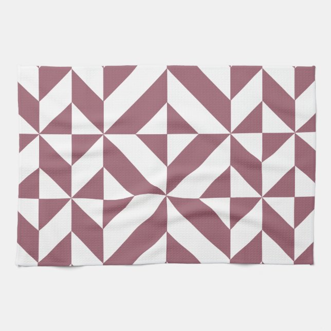 Linge De Cuisine Plum Geometric Deco Cube Pattern (Horizontal)