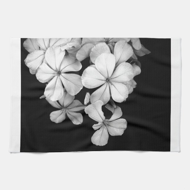 Linge De Cuisine Plumbago noir et blanc (Horizontal)