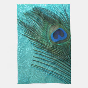 Linge De Cuisine Plume bleue de paon d'Aqua métallique