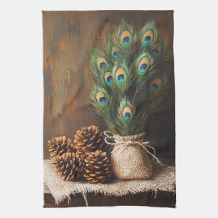 Linge De Cuisine Plumes de paon à vie fixe Pinecones