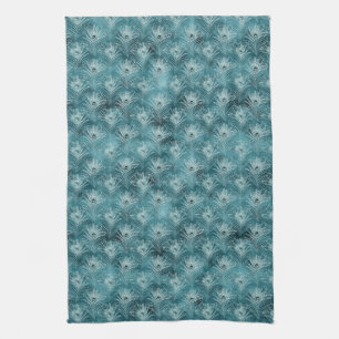 Linge De Cuisine Plumes de paon glam turquoise brillant