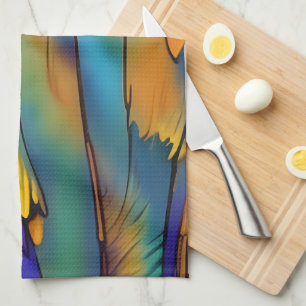 Linge De Cuisine Plumes en verre tendu AI Art Abstrait
