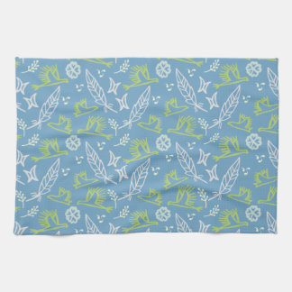 Linge De Cuisine Plumes et oiseaux bleus et verts