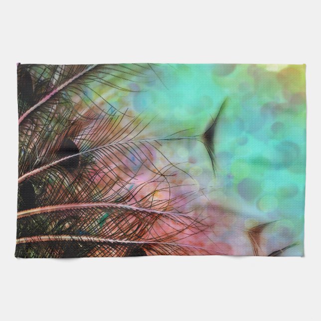 Linge De Cuisine Plumes Pastel Peacock (Horizontal)